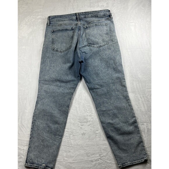 Old Navy O.G. Straight Jeans Button Fly High Rise Distressed  Lt. Blue Size 16 - Picture 7 of 9